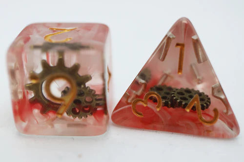 Foam Brain Games Red Swirl Ancient Gear RPG Dice Set
