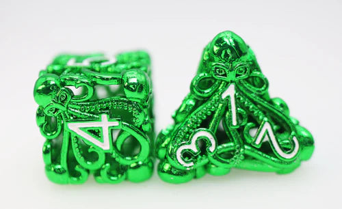 Foam Brain Games Mind Eater Green Hollow Metal RPG Dice Set