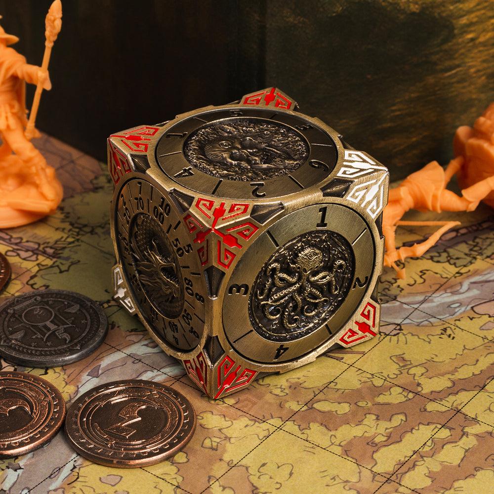 Sage's Tesseracts Bronze Menagerie Metal Cube Dice Spinner
