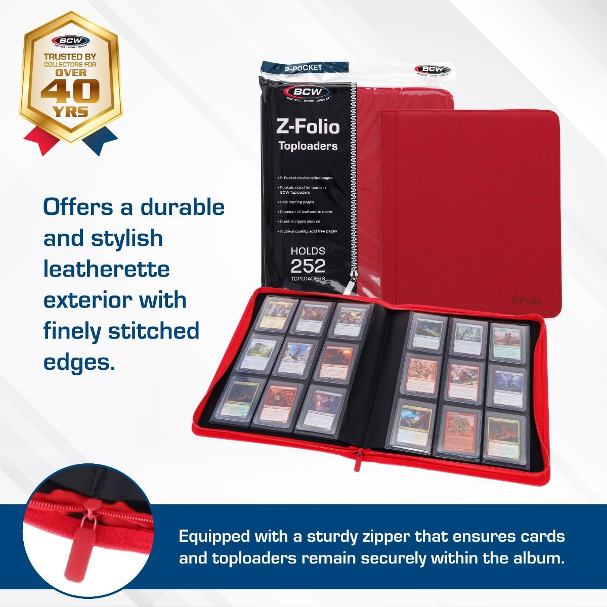 Z-Folio 9-Pocket LX Toploader Binder Red