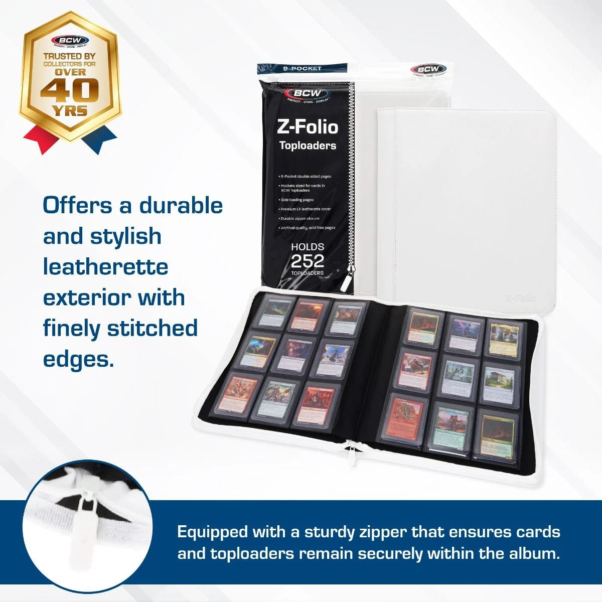 Z-Folio 9-Pocket LX Toploader Binder White