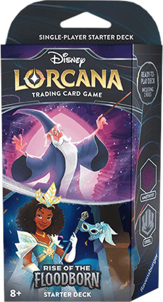 Disney Lorcana TCG Rise of the Floodborn Starter Deck, Amethyst & Steel (Merlin & Tiana)