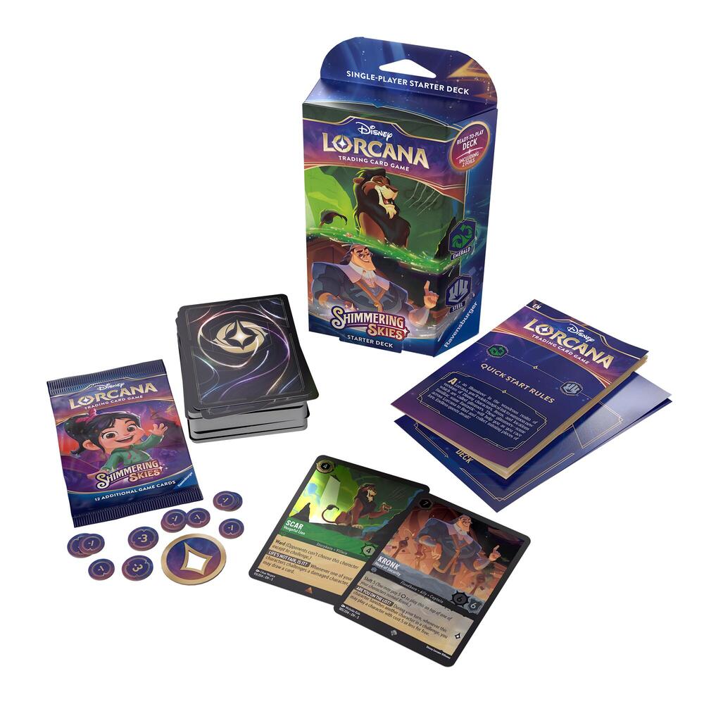 Disney Lorcana TCG Shimmering Skies Starter Deck, Emerald & Steel (Scar & Kronk)