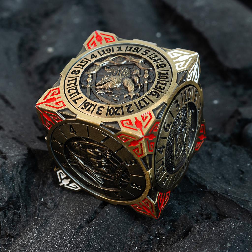 Sage's Tesseracts Bronze Menagerie Metal Cube Dice Spinner