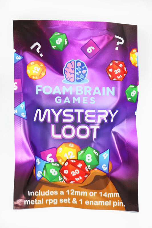 Foam Brain Games Epic Mystery Loot: Mini Metal RPG Set + Enamel Pin
