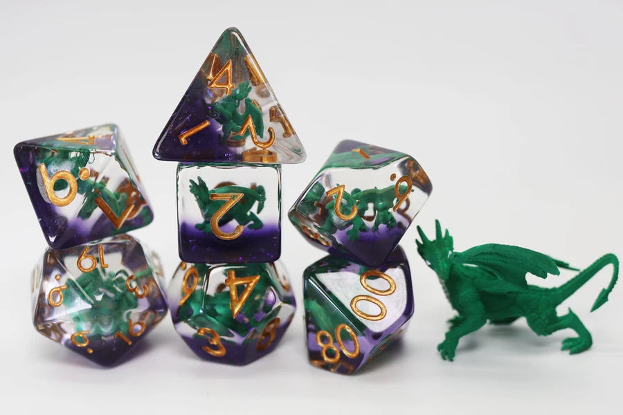 Young Green Dragon RPG Dice Set