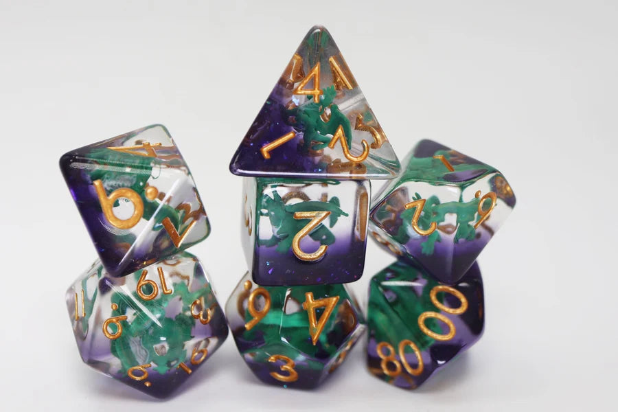 Young Green Dragon RPG Dice Set