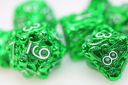 Foam Brain Games Mind Eater Green Hollow Metal RPG Dice Set