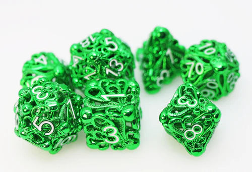 Foam Brain Games Mind Eater Green Hollow Metal RPG Dice Set
