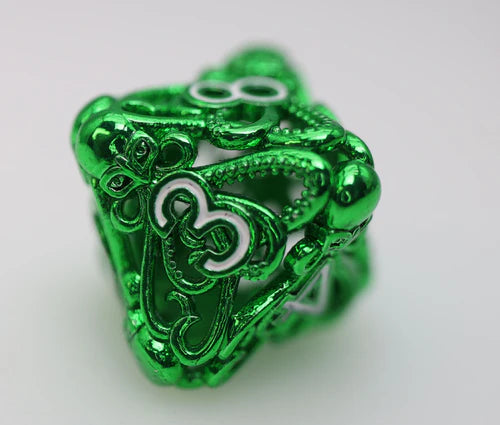 Foam Brain Games Mind Eater Green Hollow Metal RPG Dice Set