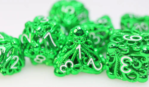 Foam Brain Games Mind Eater Green Hollow Metal RPG Dice Set