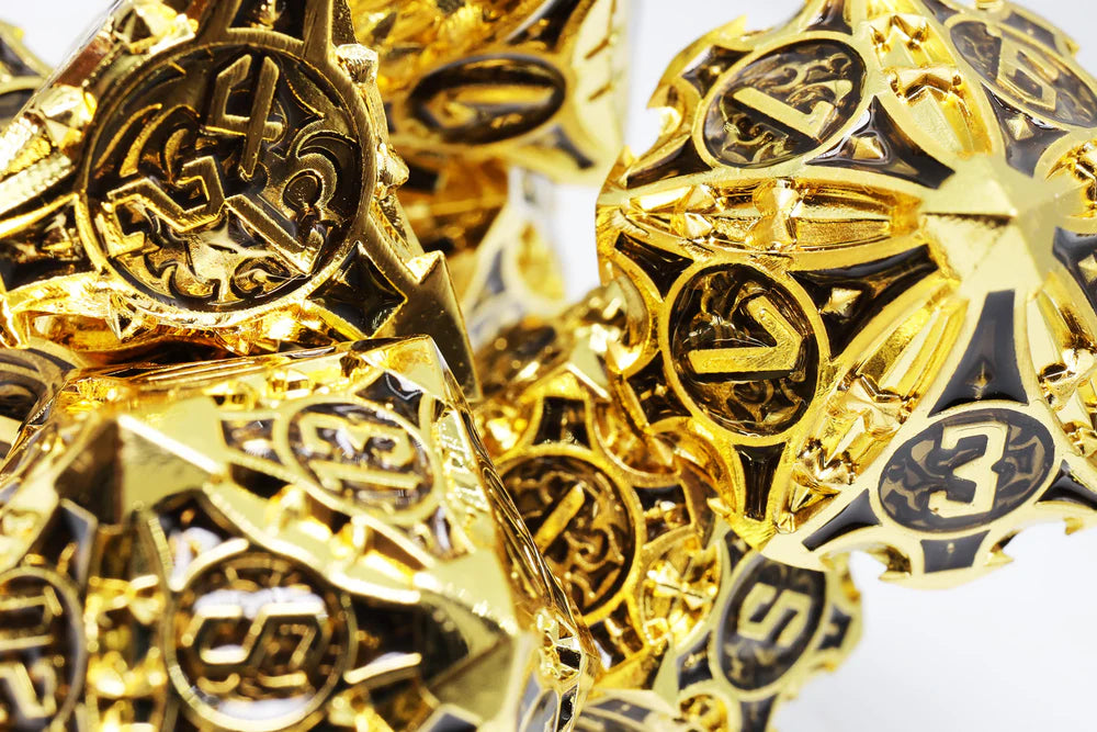 Foam Brain Games Imperial Gold Arrow Metal RPG Dice Set
