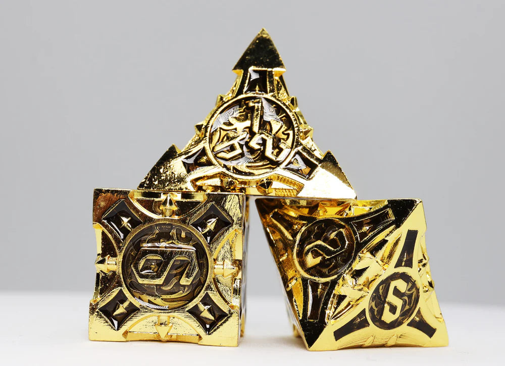 Foam Brain Games Imperial Gold Arrow Metal RPG Dice Set