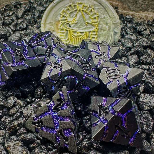 Sage's Warp Stones Black Hole Metal Polyhedral Dice Set