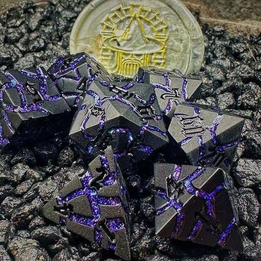 Sage's Warp Stones Black Hole Metal Polyhedral Dice Set