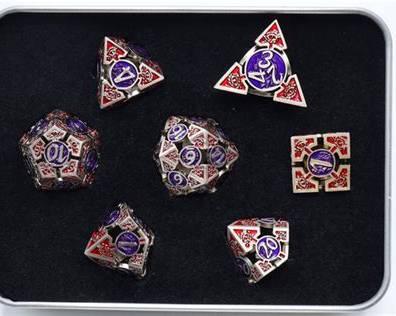 Oculus Puzzling Hollow Metal RPG Dice Set