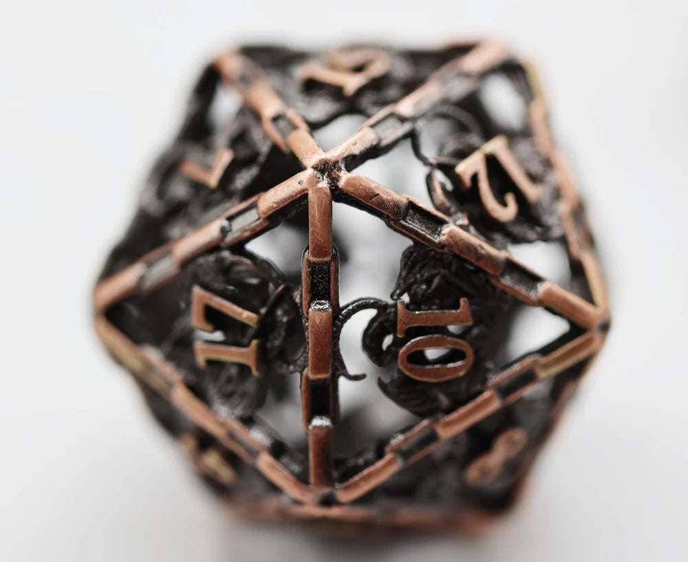Foam Brain Games Chained Dragon Copper Hollow Metal RPG Dice Set