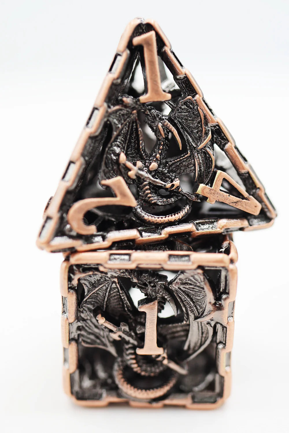 Foam Brain Games Chained Dragon Copper Hollow Metal RPG Dice Set