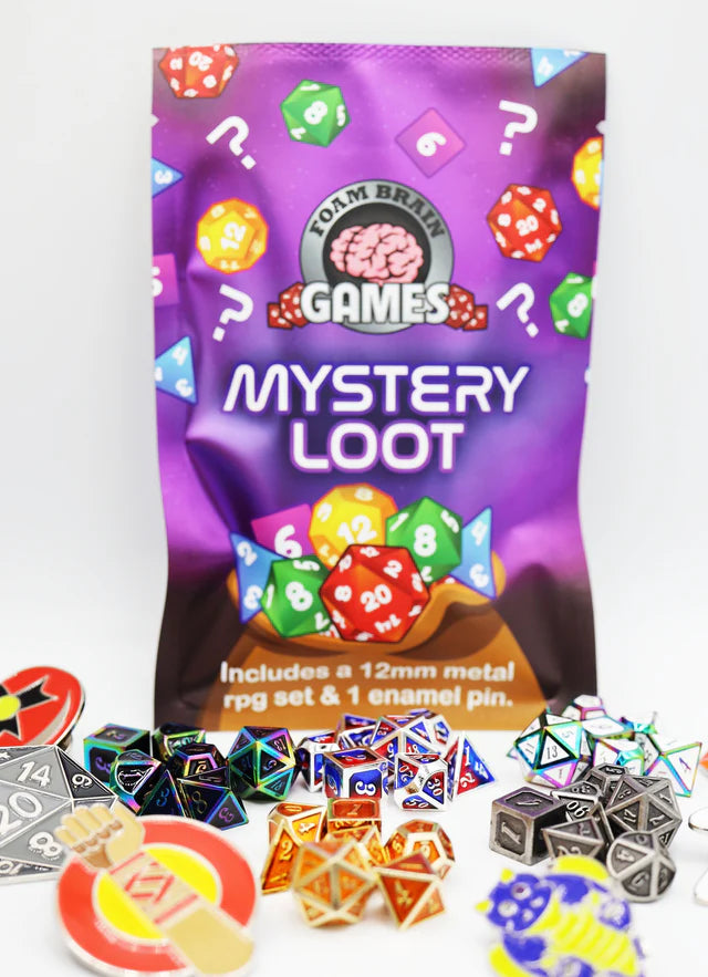 Foam Brain Games Epic Mystery Loot: Mini Metal RPG Set + Enamel Pin