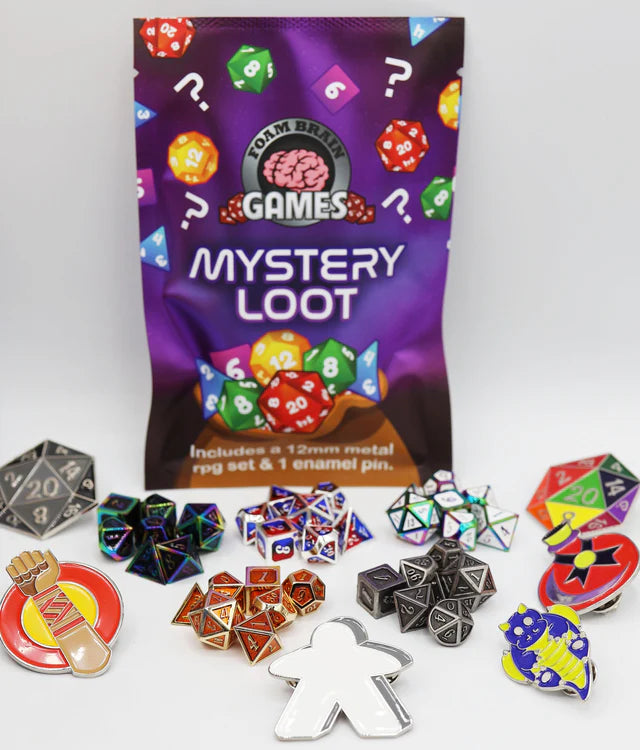 Foam Brain Games Epic Mystery Loot: Mini Metal RPG Set + Enamel Pin