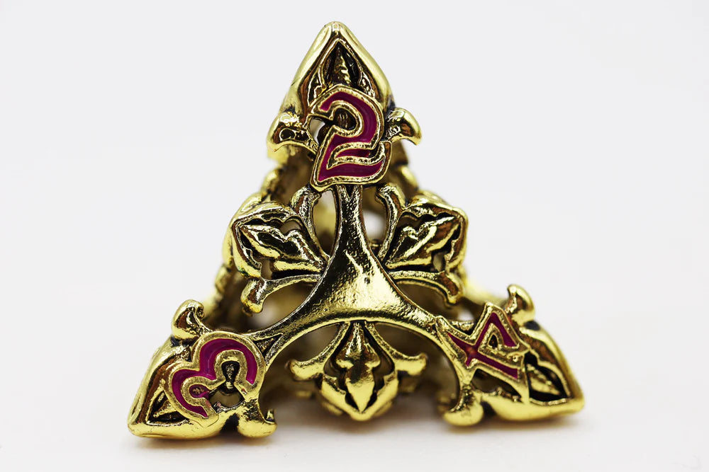 Foam Brain Games Fleur de Lis Gilded Magenta Hollow Metal RPG Dice Set